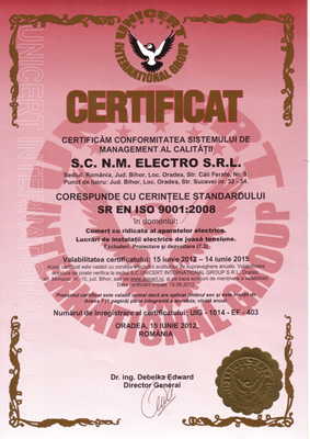 NMElectro - ISO 9001 Certificat